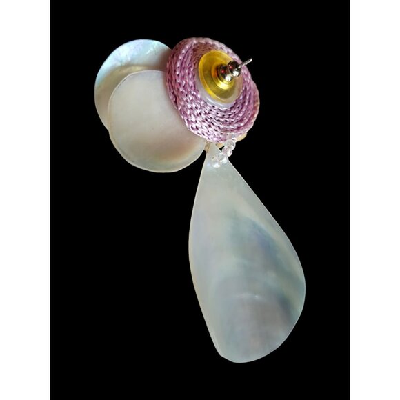 Shell/Lavender Collar Necklace/Earring Set - Picture 8 of 16